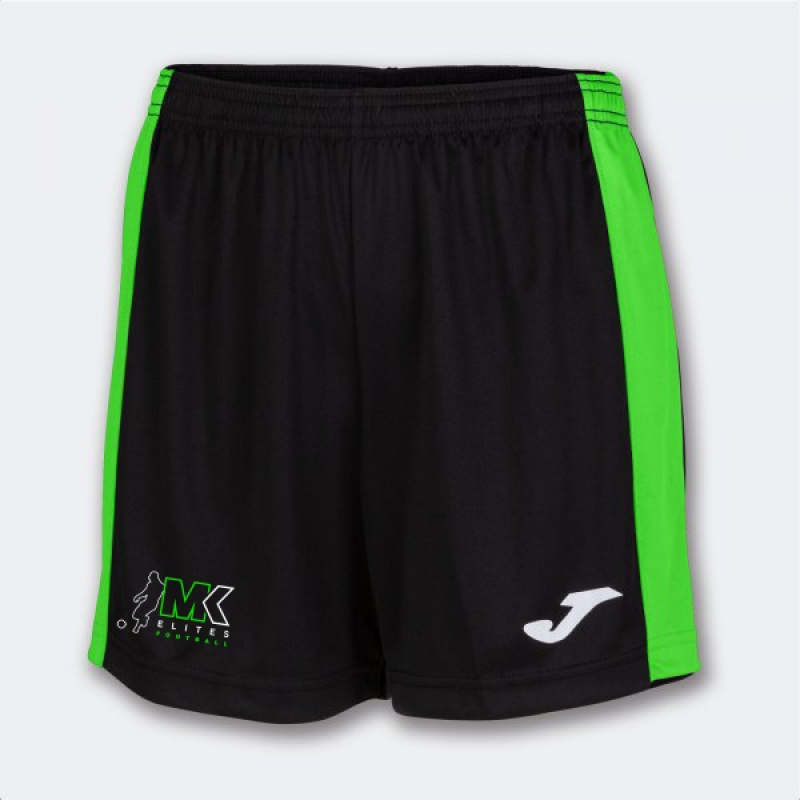 LADIES MAXI SHORTS BLACK NEON GREEN